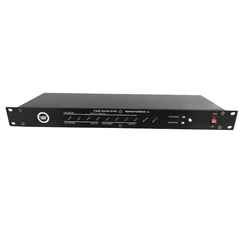 LIGHT4ME XSPLIT 2x4 DMX signal distributor splitter 8-channel 19” 1U rack two operation modes
