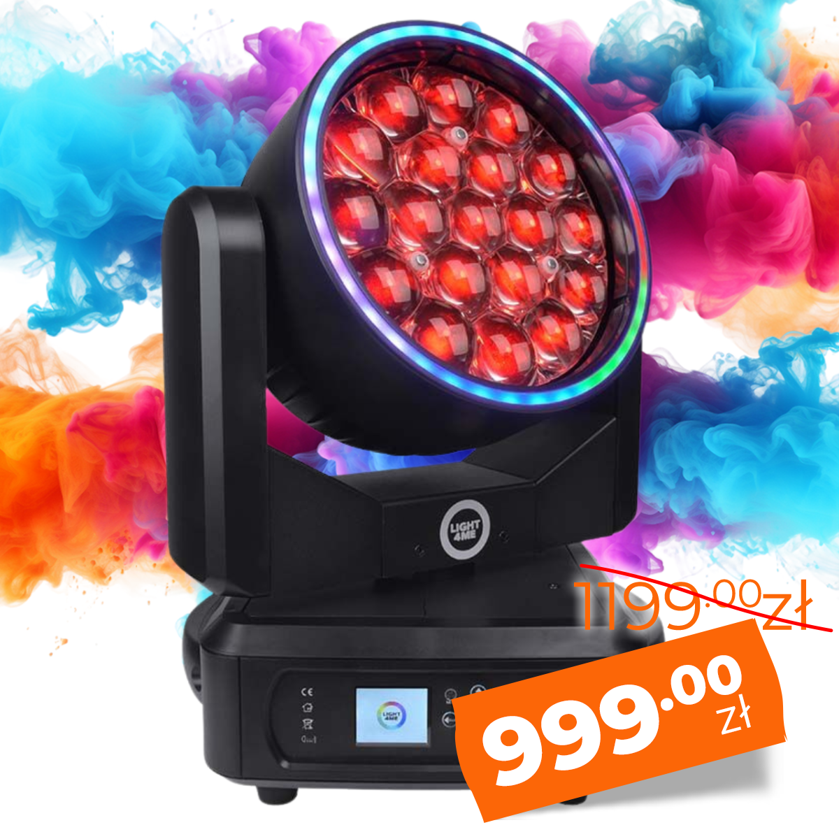 LIGHT4ME ZOOM WASH 19X15 RING głowica ruchoma LED oświetlenie sceniczne