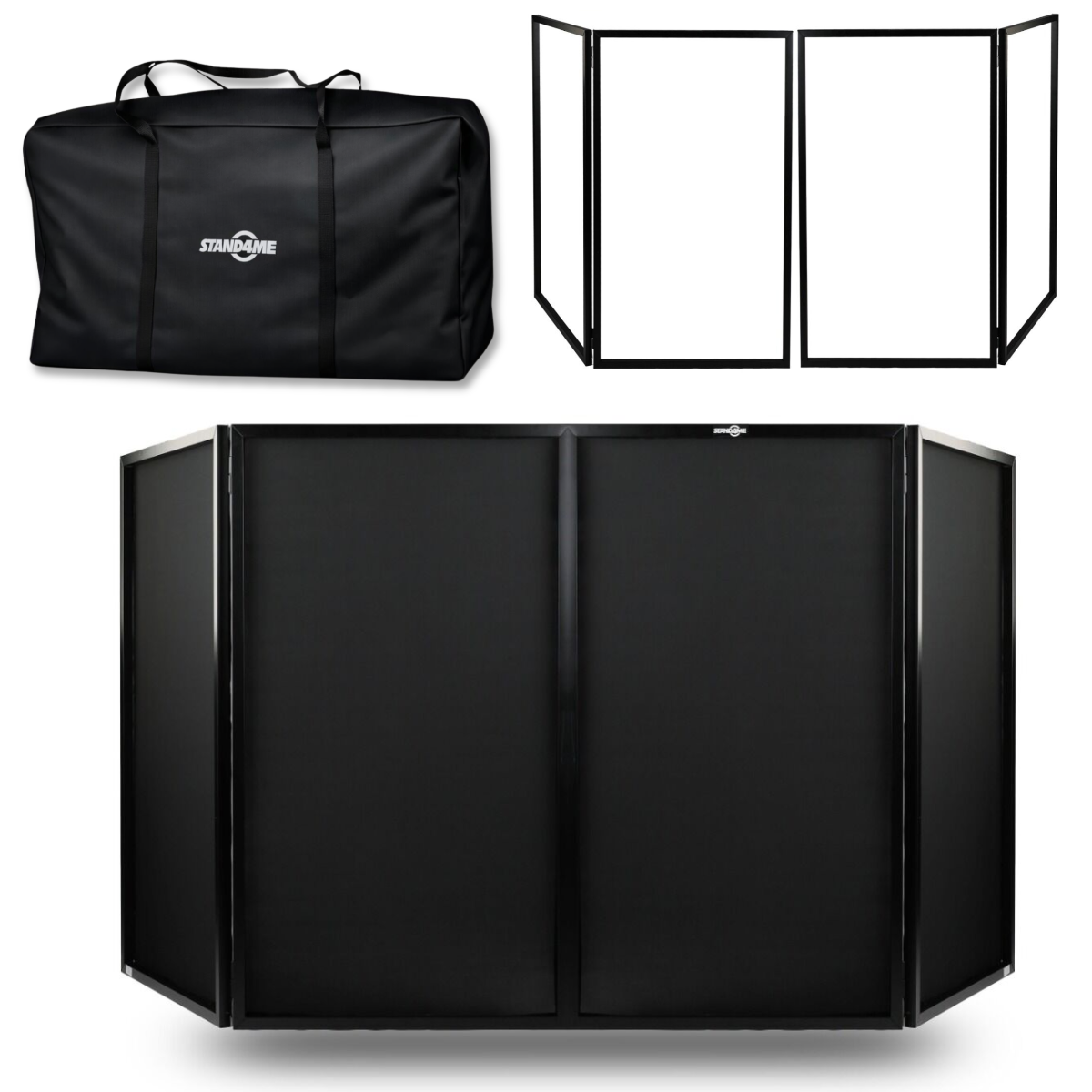 STAND4ME DJ PARAWAN COMPACT BK SET osłona ekran składany 4-panelowy 4x czarna lycra pokrowiec transportowy zestaw