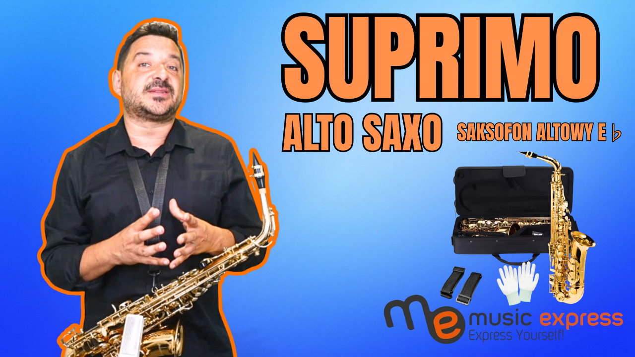 SUPRIMO ALTO SAXO saksofon altowy E♭ mosiężny rękawiczki 3x pasek ściereczka olej futerał zestaw