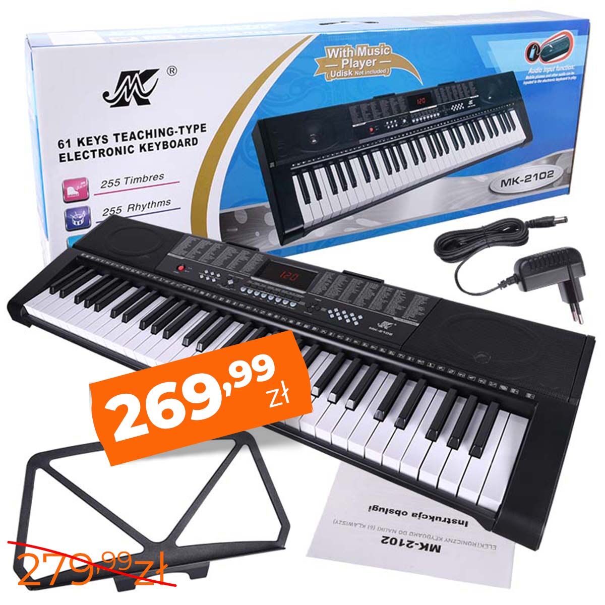 MK 2102 KEYBOARD klawisze organy dla dzieci do nauki gry USB MP3