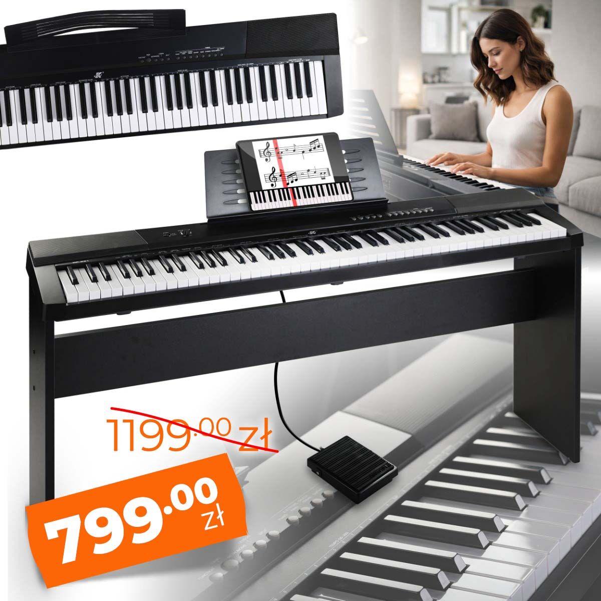 MK WP 881 pianino cyfrowe ze statywem drewnianym