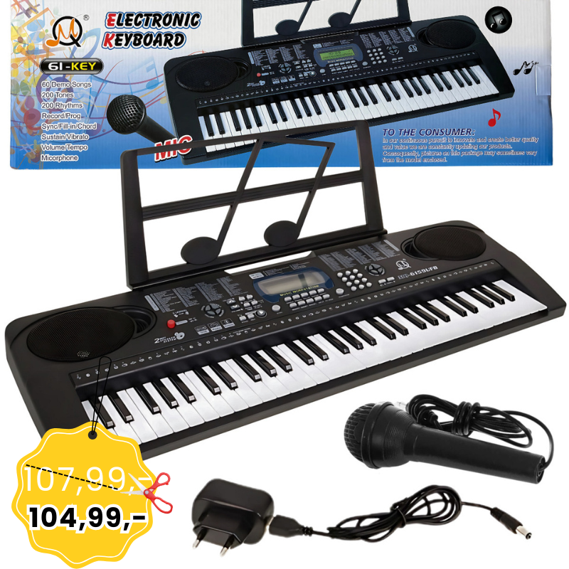 MQ 6159 UFB keyboard edukacyjny klawisze organy dla dzieci do nauki gry pulpit do nut mikrofon USB FM Bluetooth AUX wyjście słuchawkowe