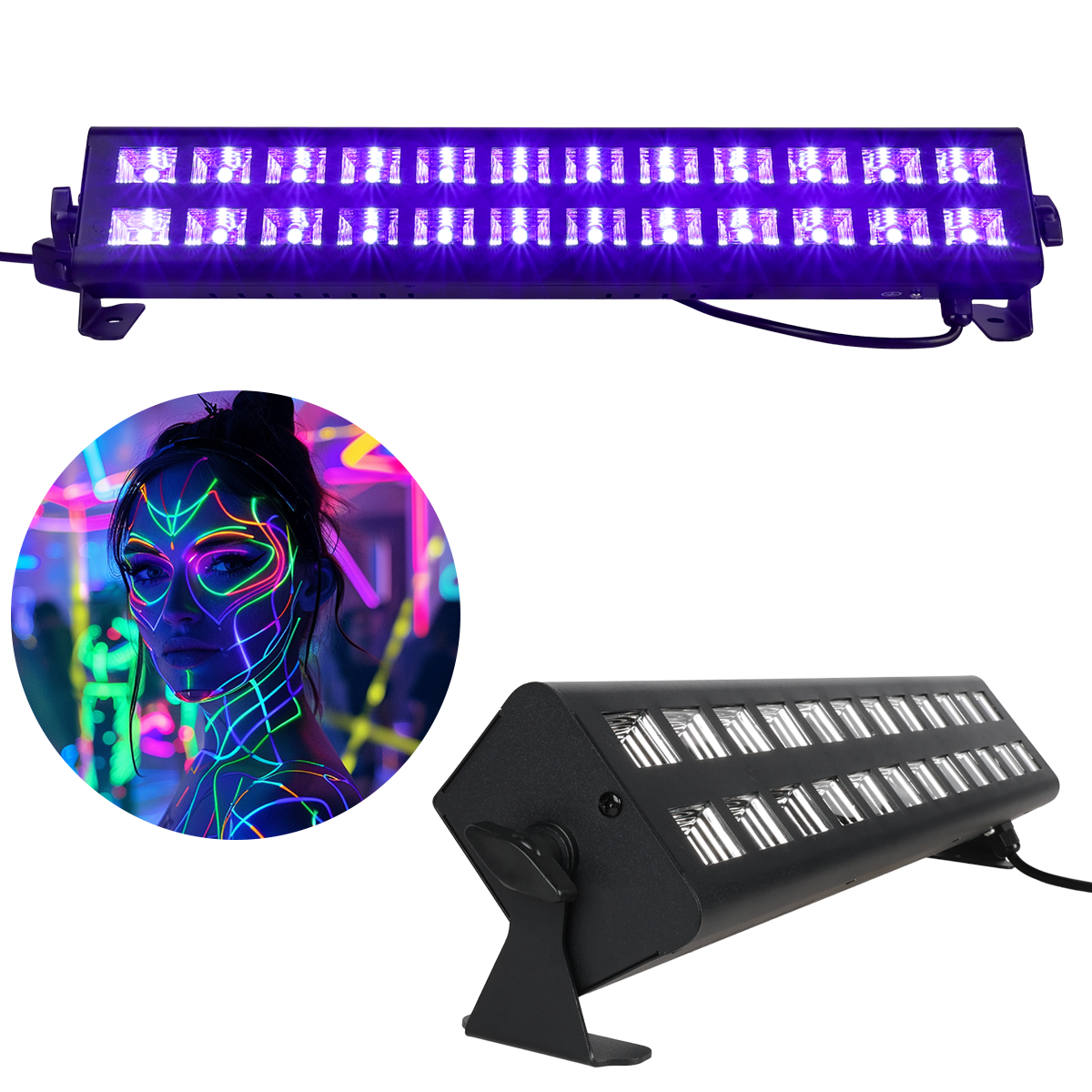 LIGHT4ME UV BAR 2X12 efekt oświetleniowy listwa sceniczna 24x3W LED 2x uchwyt montażowy