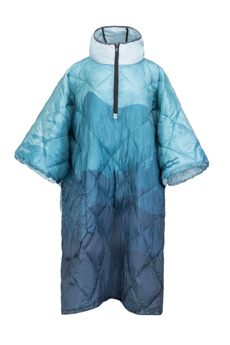 DH Garden Poncho Niebieska Dolina 145x115 cm kurtka płaszcz peleryna z kapturem duża kieszeń na zamek