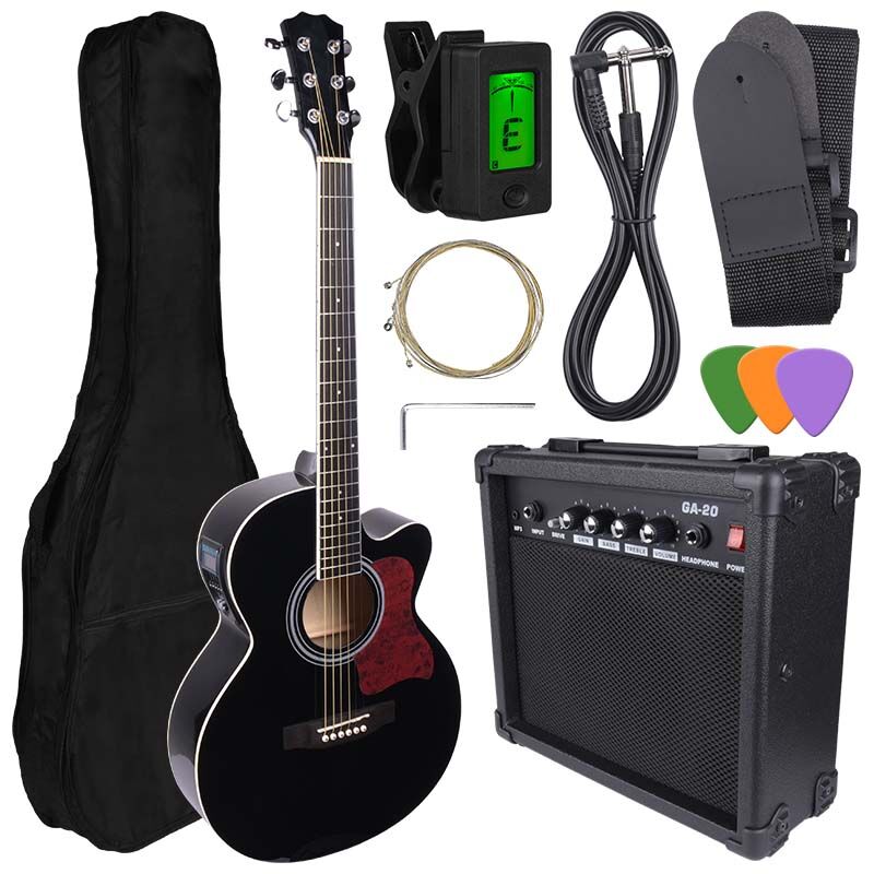 NN EAG SET BK gitara elektroakustyczna + wzmacniacz gitarowy zestaw BLACK POWYSTAWOWY