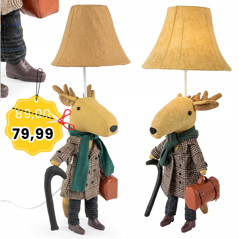 Lampka Stołowa Biurkowa Nocna DZIECIĘCA RENIFER ŚWIĄTECZNA 80 CM + ŻARÓWKA