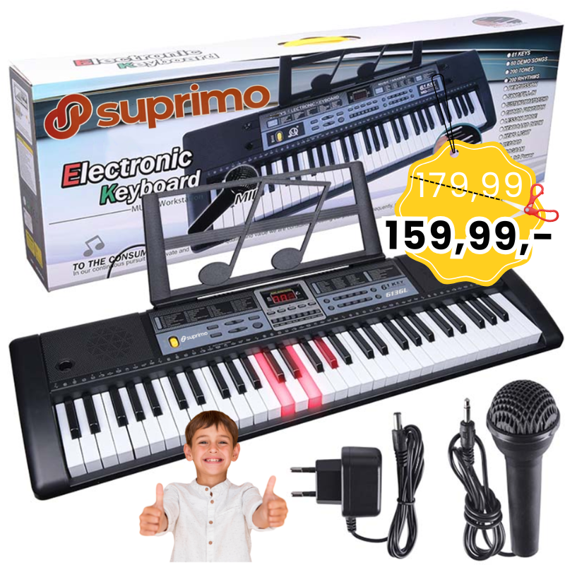 SUPRIMO 6136L KEYBOARD organy z mikrofonem dla dzieci podświetlane klawisze