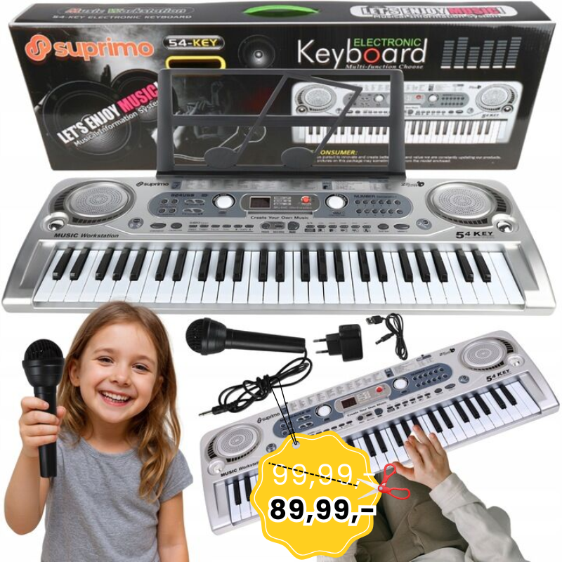 SUPRIMO 824 USB keyboard edukacyjny klawisze organy dla dzieci do nauki gry pulpit do nut mikrofon odtwarzacz MP3 AUX wyjście słuchawkowe