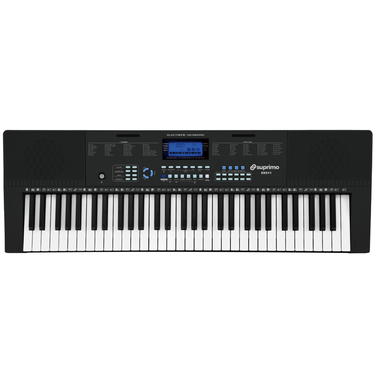 SUPRIMO EK611 keyboard elektroniczny edukacyjny 61 klawiszy pulpit do nut mikrofon przewodowy zestaw