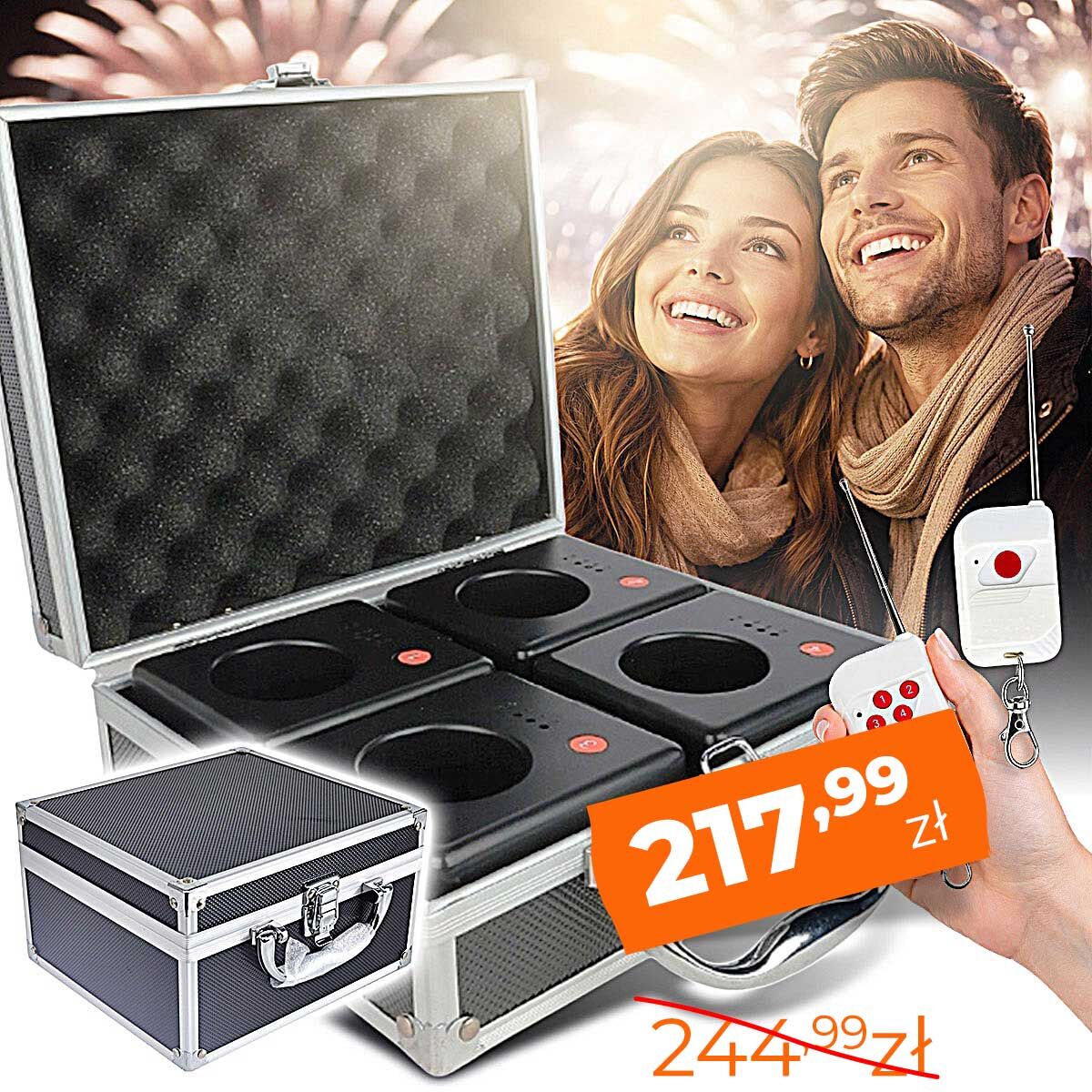 SUPRIMO SL4 bezprzewodowy system do zdalnego odpalania fontann iskier 4 odbiorniki case 2 piloty