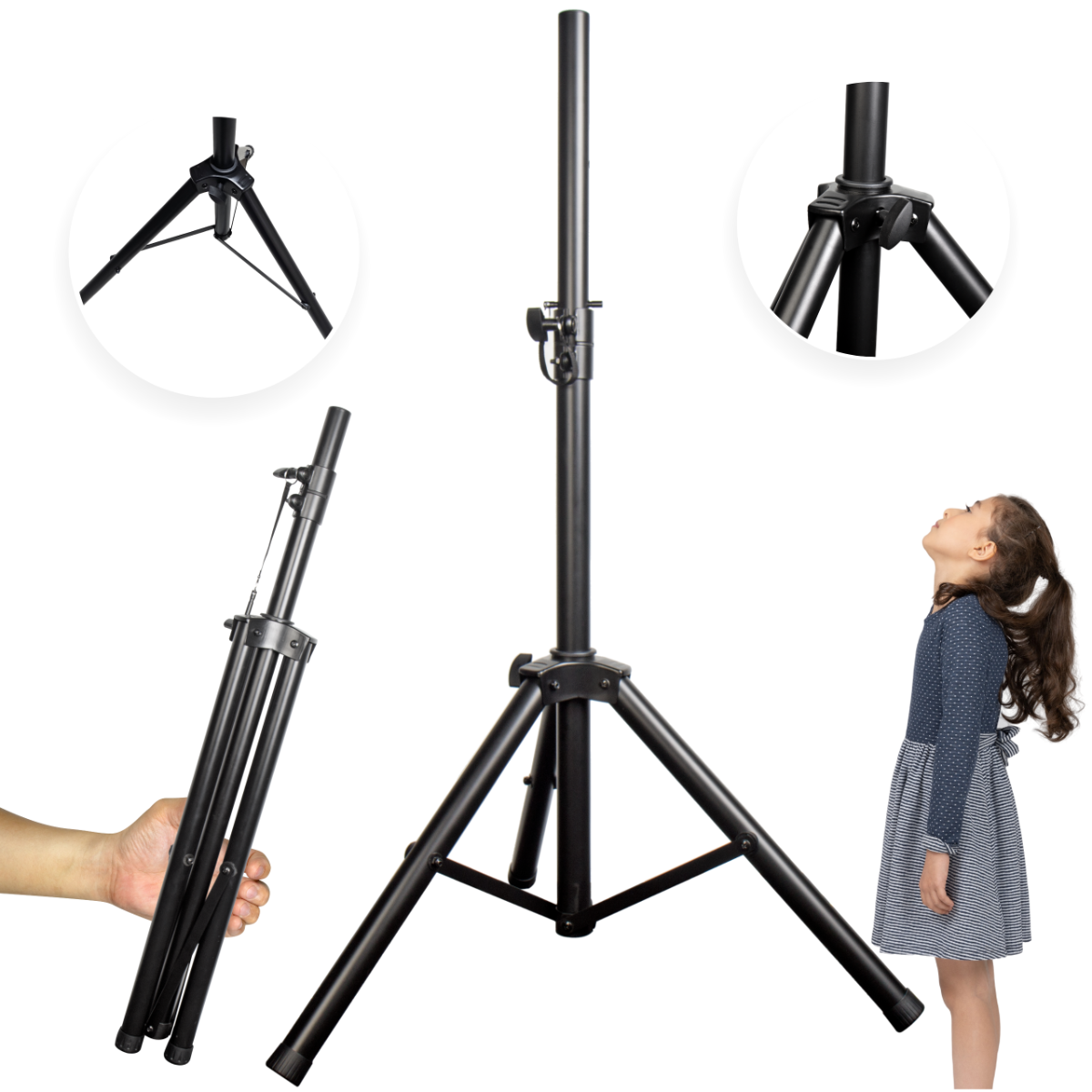 SUPRIMO SOLID 1 stojak tripod statyw kolumnowy stalowy czarny pin zabezpieczający do 60 kg