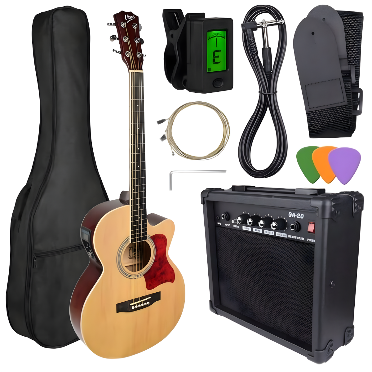 V-TONE EAG SET NT gitara elektroakustyczna + wzmacniacz gitarowy zestaw NATURAL