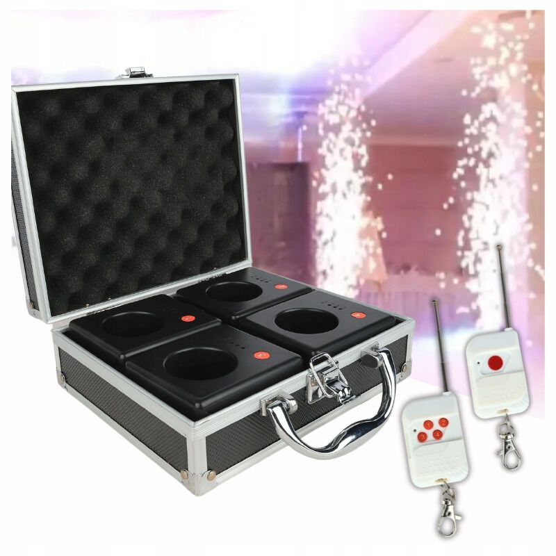 SUPRIMO SL4 bezprzewodowy system do zdalnego odpalania fontann iskier 4 odbiorniki case 2 piloty