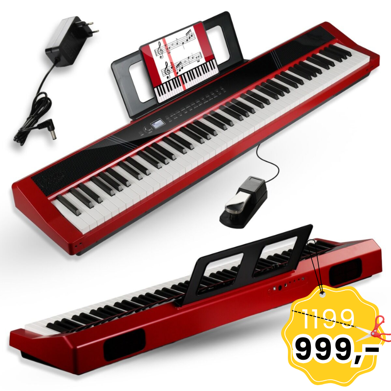 V-TONE BL-190 pianino cyfrowe przenośne ważone klawisze klawiatura młoteczkowa USB-B MIDI AUX Bluetooth 3x wyjście słuchawkowe pulpit do nut pedał sustain