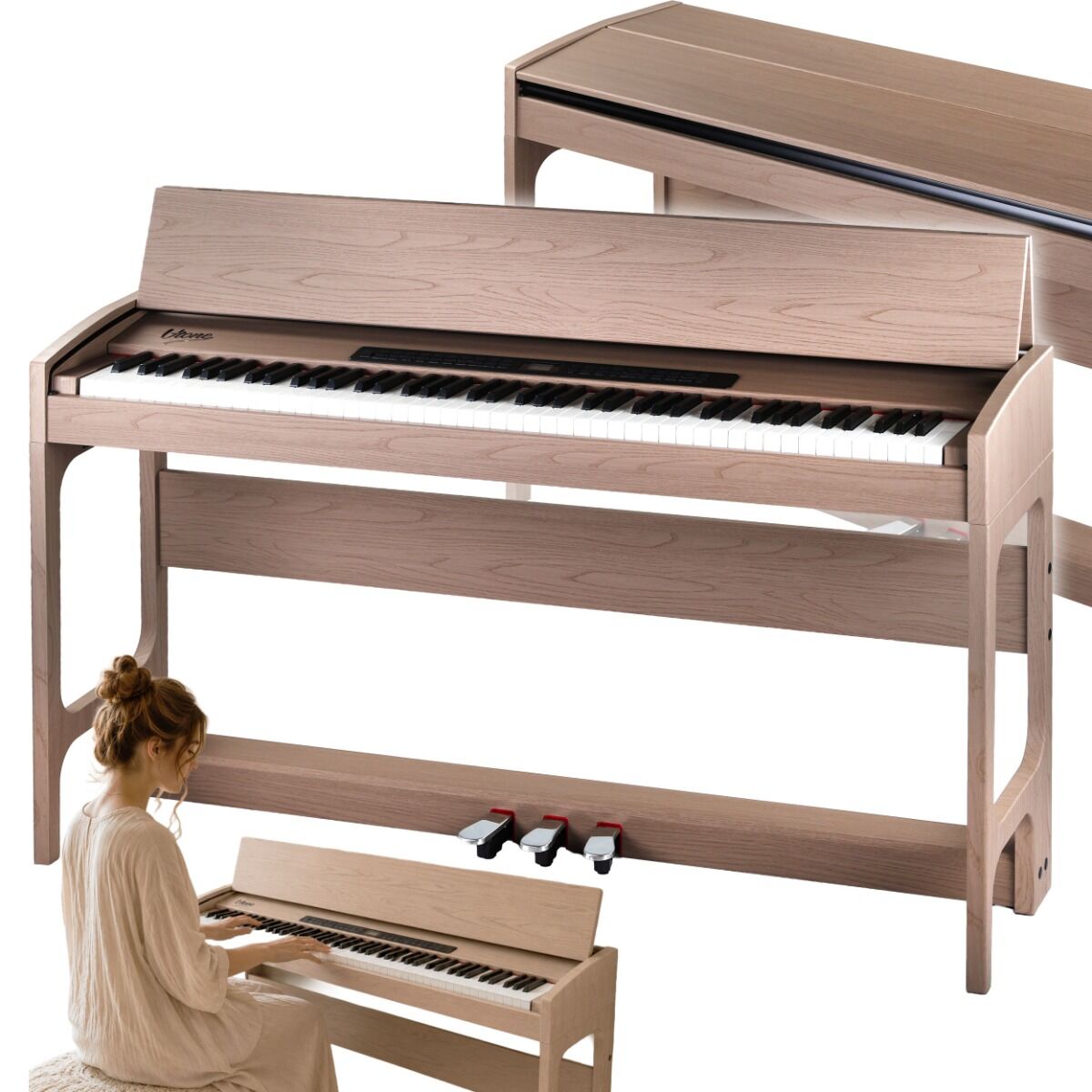 V-TONE BL-8815 pianino cyfrowe stacjonarne beżowe wolnostojące Bluetooth EQ MIDI 88 klawiszy ważona klawiatura młoteczkowa zasilanie sieciowe wbudowane głośniki wyjście słuchawkowe wejście/wyjście audio stereo