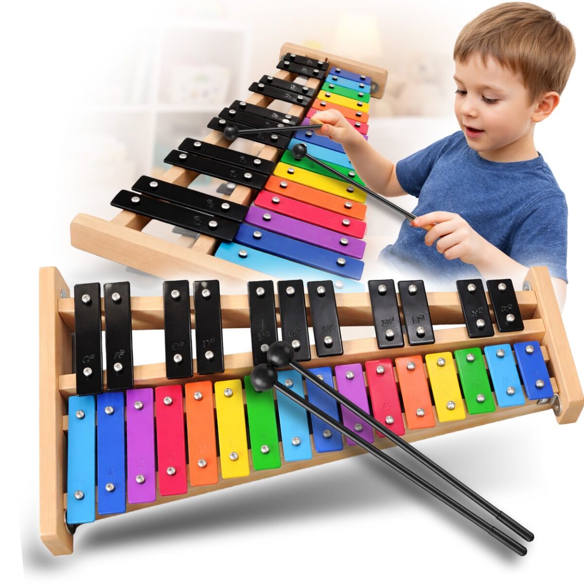 V-TONE DCC 27 cymbałki dzwonki chromatyczne 27-tonowe instrument dla dzieci glockenspiel edukacyjny 2 pałeczki do gry