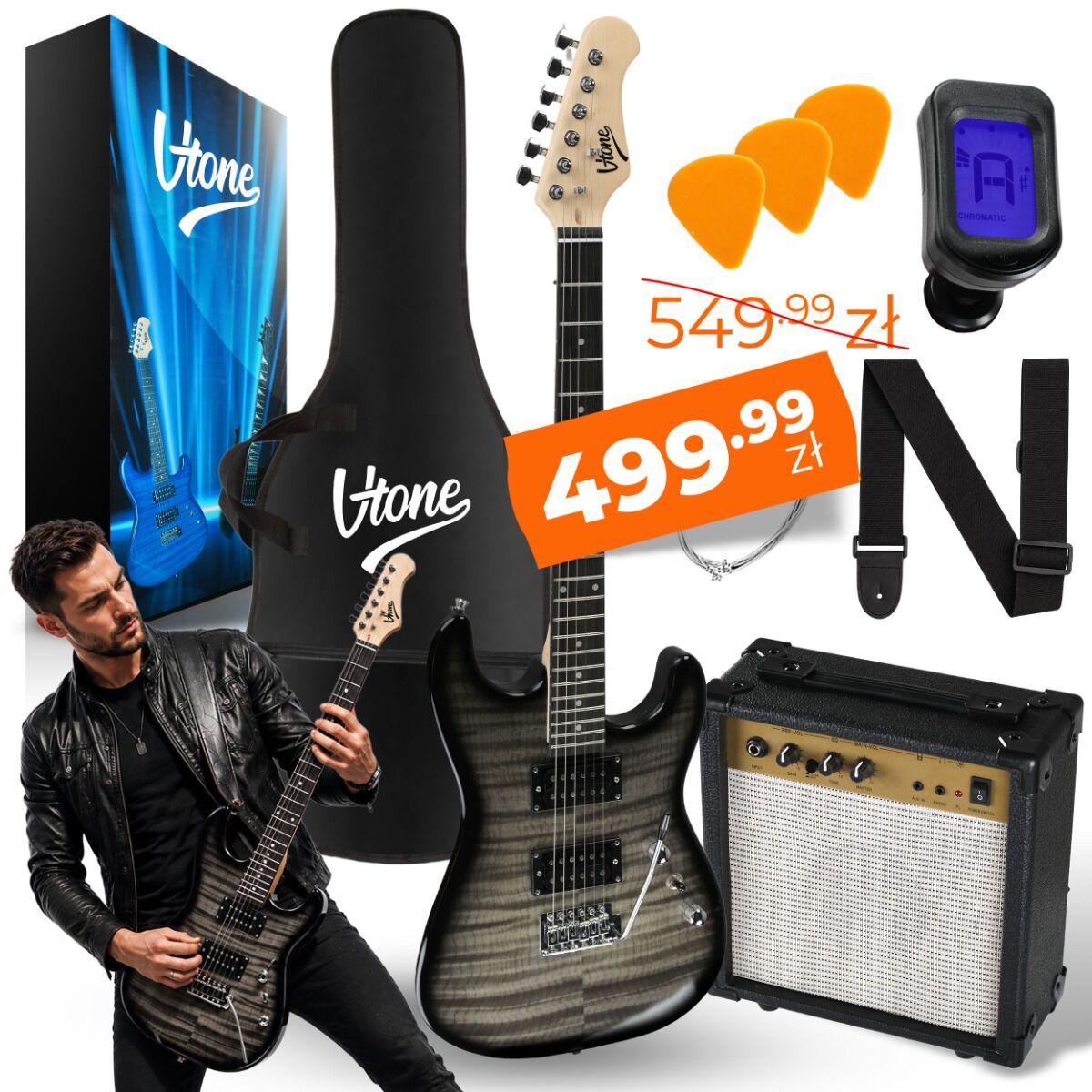 V-TONE EGW 39 GY gitara elektryczna 4/4 stratocaster 39