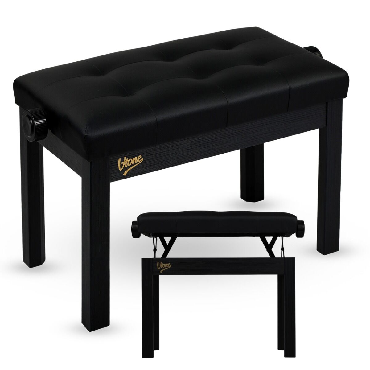 V-TONE PB3 BK ława do pianina keyboardu czarna tapicerowana siedzisko dla muzyka regulowana 47-55 cm do 140 kg