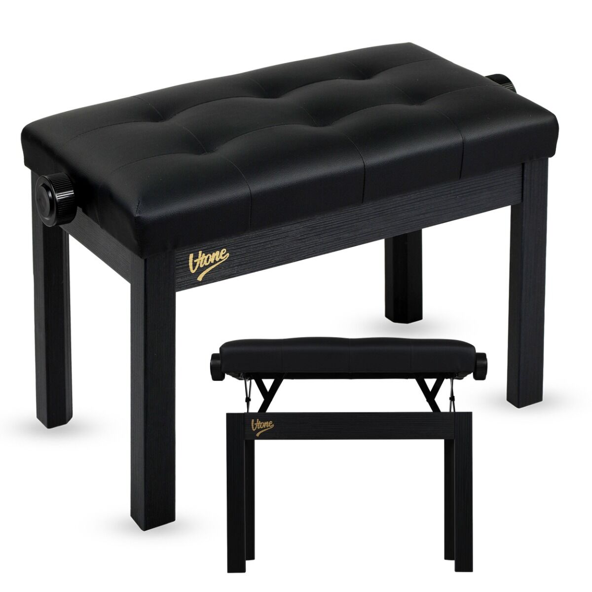 V-TONE PB3 BK ława do pianina keyboardu czarna tapicerowana siedzisko dla muzyka regulowana 47-55 cm do 140 kg