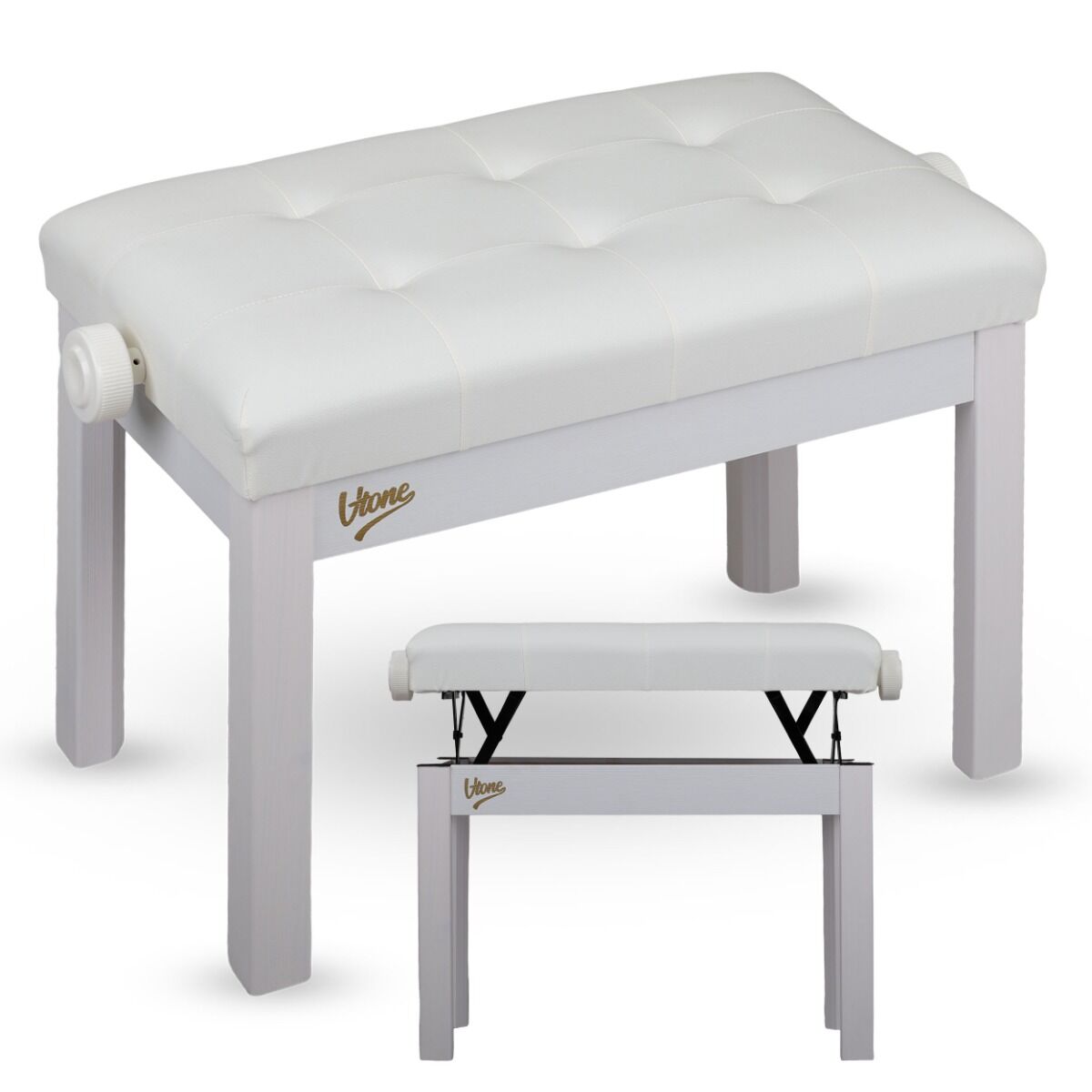V-TONE PB3 WH ława do pianina keyboardu biała tapicerowana siedzisko dla muzyka regulowana 47-55 cm do 140 kg