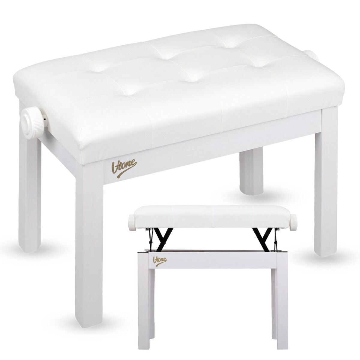 V-TONE PB3 WH ława do pianina keyboardu biała tapicerowana siedzisko dla muzyka regulowana 47-55 cm do 140 kg