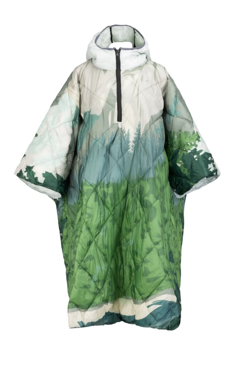 DH Garden Poncho Zielona Dolina 145x115 cm kurtka płaszcz peleryna z kapturem duża kieszeń na zamek
