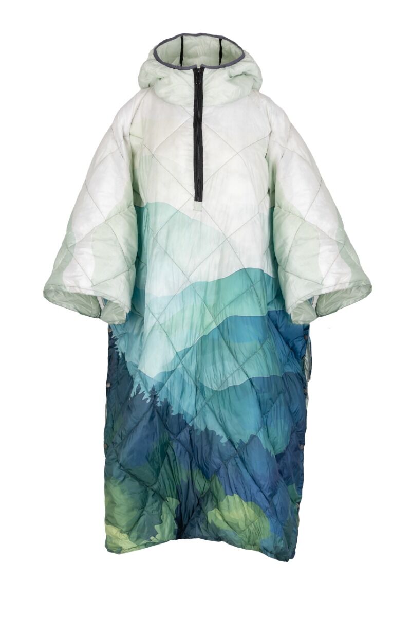DH Garden Poncho Zielony Las 145x115 cm kurtka płaszcz peleryna z kapturem duża kieszeń na zamek
